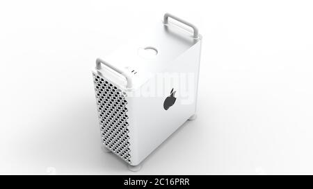 Apple MacPro 2019 sur fond blanc Banque D'Images