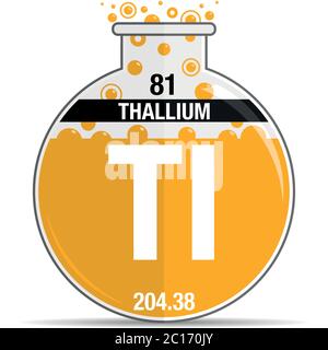 Symbole de thallium sur la fiole ronde chimique. Élément numéro 81 du tableau périodique des éléments - Chimie. Image vectorielle Illustration de Vecteur