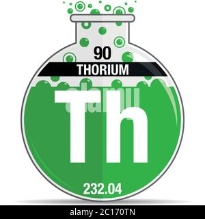 Symbole de thorium sur la fiole ronde chimique. Élément numéro 90 du tableau périodique des éléments - Chimie. Image vectorielle Illustration de Vecteur