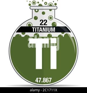 Symbole titane sur flacon rond chimique. Élément numéro 22 du tableau périodique des éléments - Chimie. Image vectorielle Illustration de Vecteur