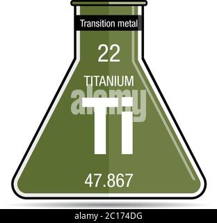 Symbole en titane sur la fiole de produits chimiques. Élément numéro 22 du tableau périodique des éléments - Chimie Illustration de Vecteur