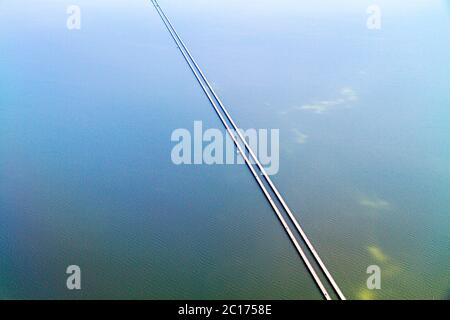 Nouvelle-Orléans Louisiane, Lake Pontchartrain Causeway, vue aérienne au-dessus, vue, le plus long pont du monde au-dessus de la route de l'eau Banque D'Images