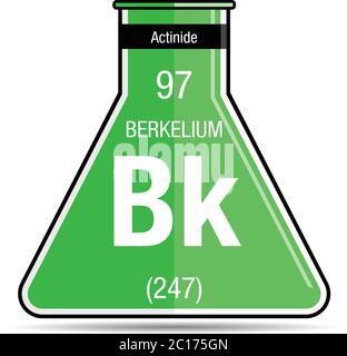 Symbole Berkelium sur flacon chimique. Élément numéro 97 du tableau périodique des éléments - Chimie Illustration de Vecteur