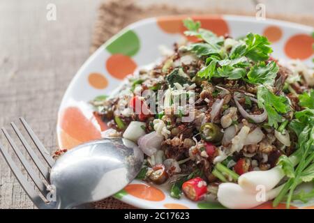 Œufs fourmis épicés de cuisine traditionnelle thaïlandaise. Banque D'Images