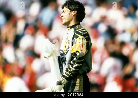 Manchester, GROSSBRITANNIEN. 12 avril 2020. Football, firo: Championnat européen de football 14.06.1996 Euro 1996 groupe, groupe 4, groupe D, archive photo, archive images Portugal - Turquie 1: 0 Vítor Baía, Vitor Baia, demi-figure, déception, déçu | usage dans le monde crédit: dpa/Alay Live News Banque D'Images