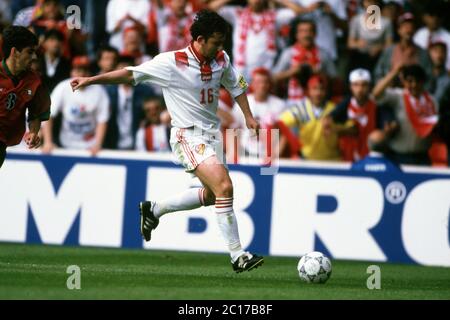 Manchester, GROSSBRITANNIEN. 12 avril 2020. Football, firo: Championnat européen de football 14.06.1996 Euro 1996 groupe, groupe 4, groupe D, archive photo, archive images Portugal - Turquie 1: 0 Sergen Yalçin, Sergen Yalcin, single action | usage Worldwide Credit: dpa/Alay Live News Banque D'Images