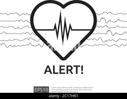 danger symbole d'alerte de crise cardiaque. icône de pouls ou de battement. cardiologie de soins cardiaques. concept de journée mondiale du cœur pour bannière ou affiche. Vecteur Illustration de Vecteur