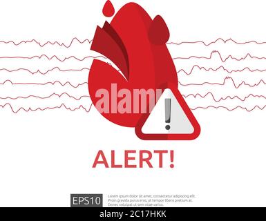 danger symbole d'alerte de crise cardiaque. icône de pouls ou de battement. cardiologie de soins cardiaques. concept de journée mondiale du cœur pour bannière ou affiche. Vecteur Illustration de Vecteur