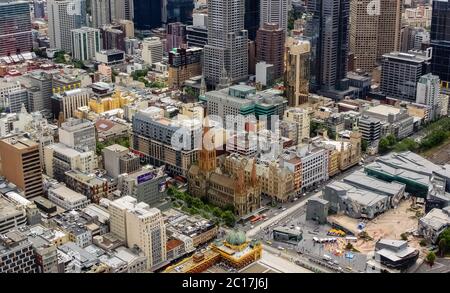 Vue aérienne du centre-ville de Melbourne, la capitale de Victoria, Australie Banque D'Images