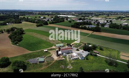 Vue aérienne de la ferme à Lancaster, Pennsylvanie Banque D'Images