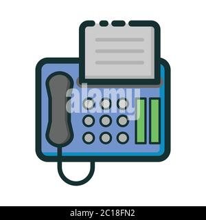 Télécopieur simple et minimaliste avec un décor audacieux pour les affaires. Adapté à l'illustration vectorielle d'un dispositif de technologie de télécommunication. Illustration de Vecteur