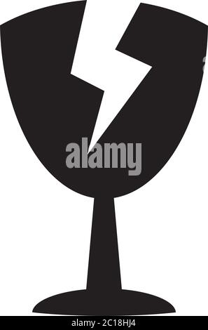 Du verre brisé dans l'icône de style plat vecteur pour les applications, sites Web, l'interface utilisateur. Icône noire illustration vectorielle. Illustration de Vecteur