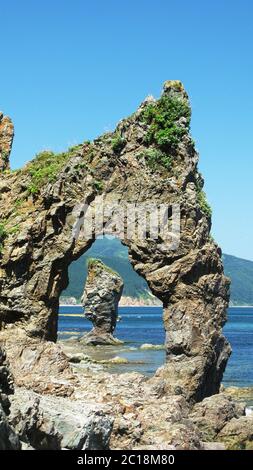 Géant du Cap Velikan, île Sakhalin, Russie Banque D'Images