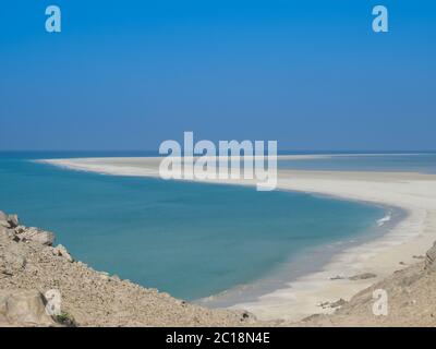 Panorama de la plage de sable blanc de Qalansiyah, île de Soqotra Yémen Banque D'Images