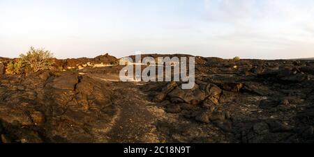 Champs de lave autour du volcan Erta Ale, Danakil, Afar Ethiopie Banque D'Images