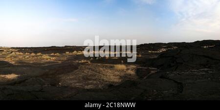 Champs de lave autour du volcan Erta Ale, Danakil, Afar Ethiopie Banque D'Images