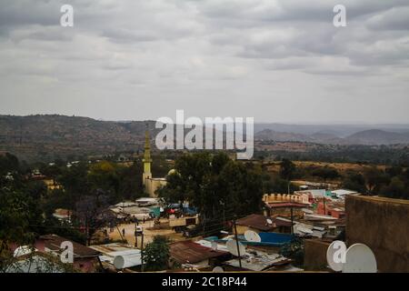 Vue panoramique aérienne sur la vieille ville de Harar, alias jugol Éthiopie Banque D'Images