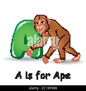 Illustration vectorielle de l'alphabet animaux : a est pour APE Illustration de Vecteur