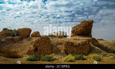 Panorama des ruines de Babylone et de l'ancien palais de Saddam Hussein, Irak Banque D'Images