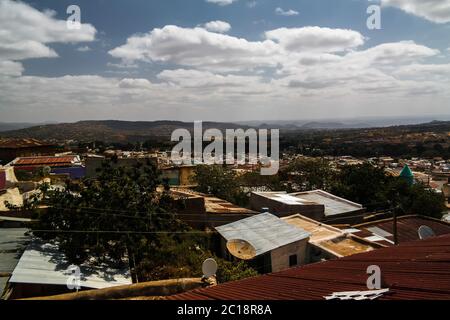 Vue panoramique aérienne sur la vieille ville de Harar, alias jugol Éthiopie Banque D'Images