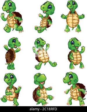 Illustration vectorielle de la collection Happy Turtle Illustration de Vecteur