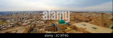 Vue panoramique aérienne sur la vieille ville de Khiva, Ouzbékistan Banque D'Images