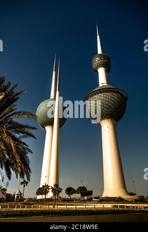 Vue extérieure sur le réservoir d'eau douce alias Kuwait Towers- 07.01.2015 Kuwait Banque D'Images