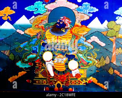 Image de Padmasambhava aka Guru Rinpoché sur le mur de Taktsang Banque D'Images