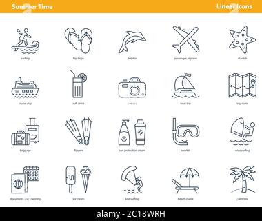 Icônes pour le concept d'été Illustration de Vecteur