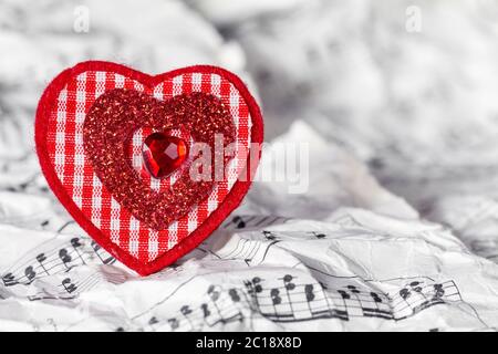Cœur rouge avec notes de musique Banque D'Images