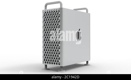 Apple MacPro 2019 sur fond blanc Banque D'Images