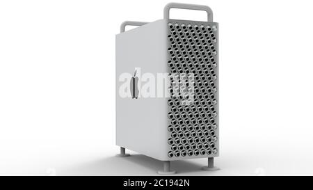 Apple MacPro 2019 sur fond blanc Banque D'Images