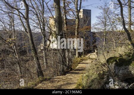 Ruines de Reussenstein en automne, dans le sud de l'Allemagne Banque D'Images