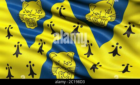 Drapeau de Shropshire qui agite dans le vent. Illustration 3D. Banque D'Images