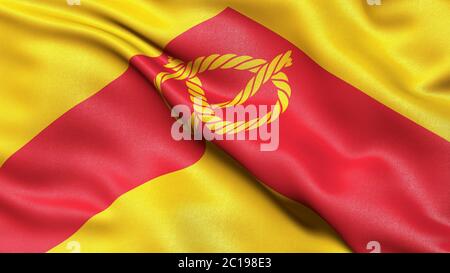 Drapeau de Staffordshire qui agite dans le vent. Illustration 3D. Banque D'Images