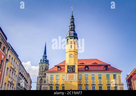 Hôtel de ville dans la vieille ville de Bautzen en Saxe, Allemagne Banque D'Images