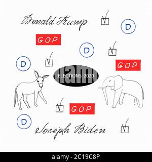 Mise en main sur le thème de l'élection présidentielle américaine 2020 Illustration de Vecteur