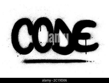 mot code graffiti pulvérisé en noir sur blanc Illustration de Vecteur