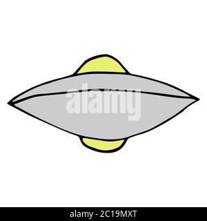 Isolé sur fond blanc OVNI, vecteur, dessin à la main Illustration de Vecteur