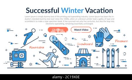 En-tête du site Web - vacances d'hiver réussies Illustration de Vecteur