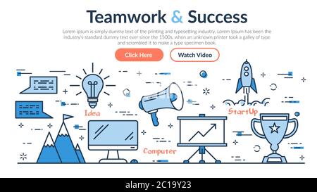 En-tête du site Web - travail d'équipe et succès Illustration de Vecteur