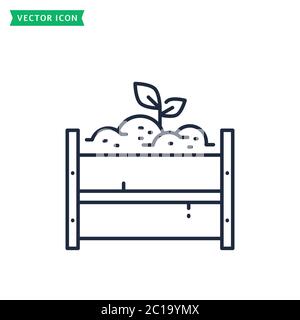 Icône de la ligne de tas de compost isolée sur un fond blanc. Concept zéro déchet. Symbole de contour. Signe vectoriel. Illustration de Vecteur