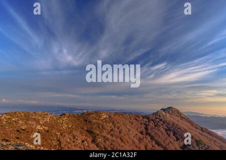 Randonnée le matin au parc naturel de Montseny. (Pic des 'les Agudes', 1706m) Catalogne, Espagne Banque D'Images