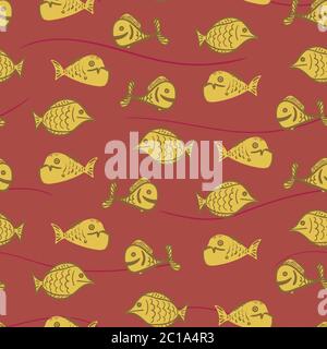 motif vectoriel transparent de poisson jaune Illustration de Vecteur