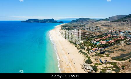 Vue aérienne de Porto Santo Island Island Beach Banque D'Images