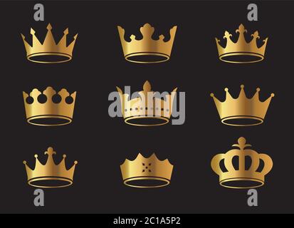 Collection d'icônes vectorielles de luxe. Les couronnes de roi et les emblèmes de couronnement sont vectorisés. Illustration de Vecteur