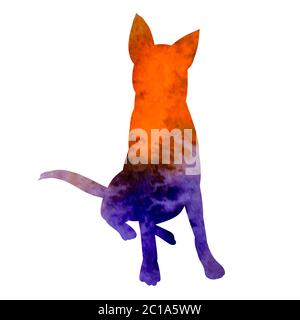 silhouette aquarelle d'un chien assis Illustration de Vecteur