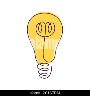Illustration vectorielle continue à ampoule avec contour modifiable. Illustration de Vecteur