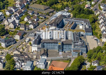 Photographie aérienne, Campus Viega Attendorn, chantier de construction Viega-Parkhaus an der Windhauser Straße, Attendorn, pays aigre, Rhénanie-du-Nord-Westphalie, allemand Banque D'Images