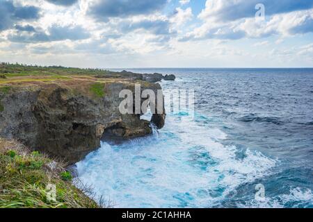 Cap Manzamo, île d'Okinawa, Japon Banque D'Images